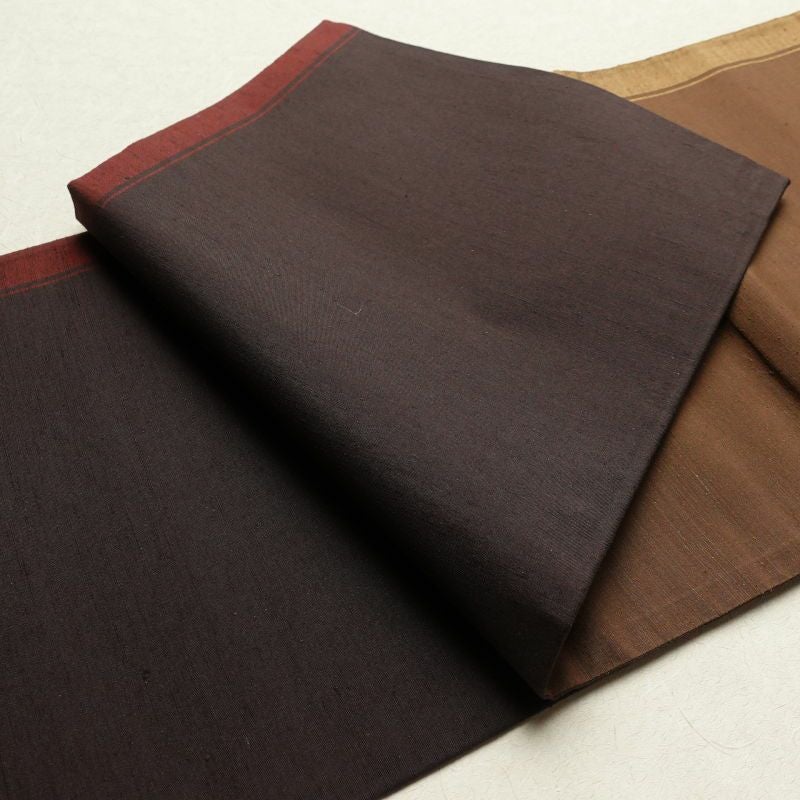 袋帯 紬 太鼓柄 一般用 正絹 木の葉・植物柄 茶_画像13