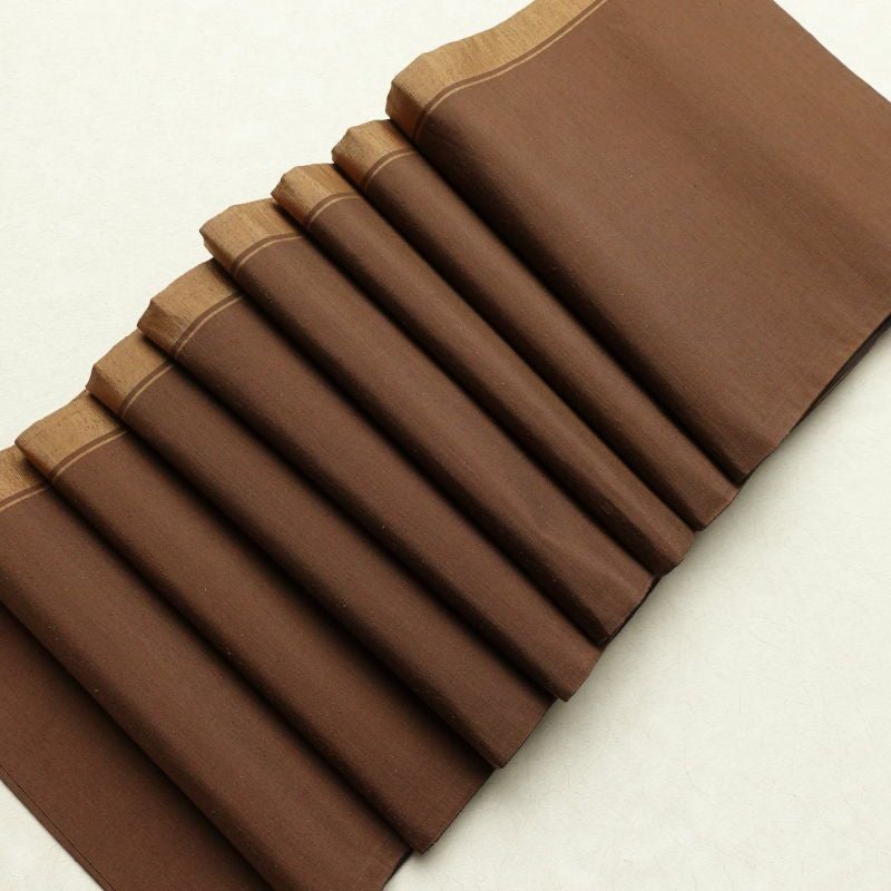 袋帯 紬 太鼓柄 一般用 正絹 木の葉・植物柄 茶_画像30