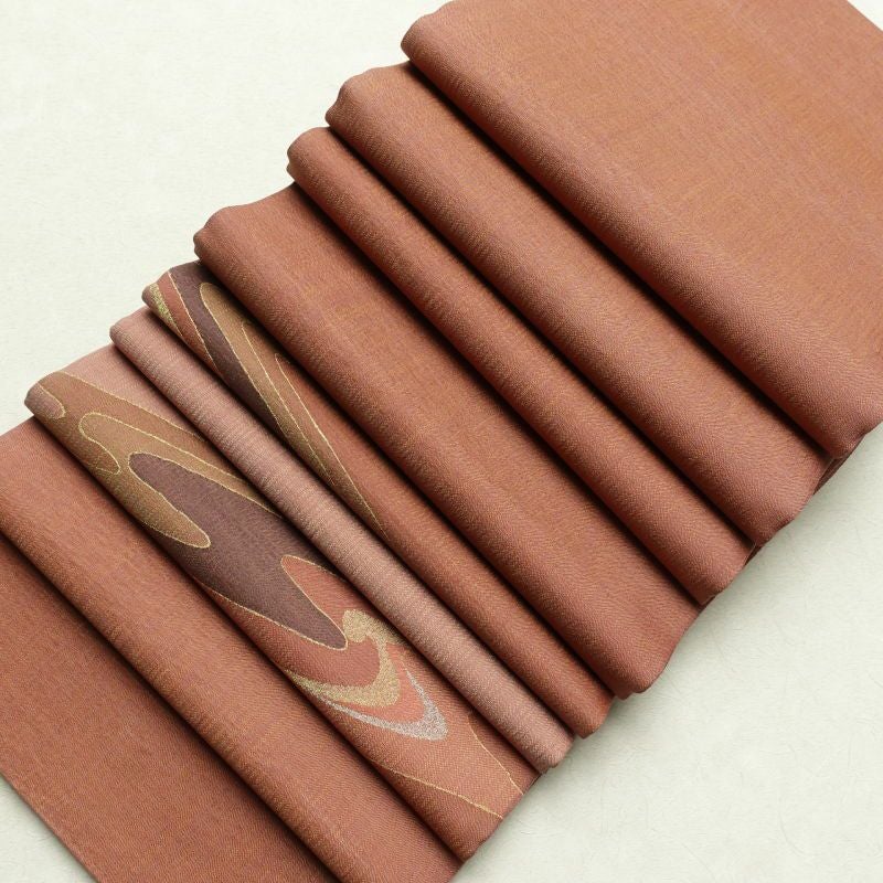 袋帯 夏用 太鼓柄 美品 フォーマル用 正絹 流水・波柄 小豆・エンジ_画像25