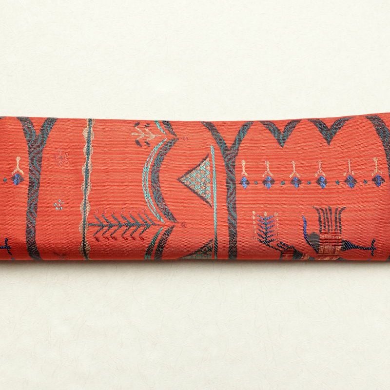 袋帯 六通柄 美品 一般用 正絹 幾何学柄・抽象柄 赤・朱_画像21