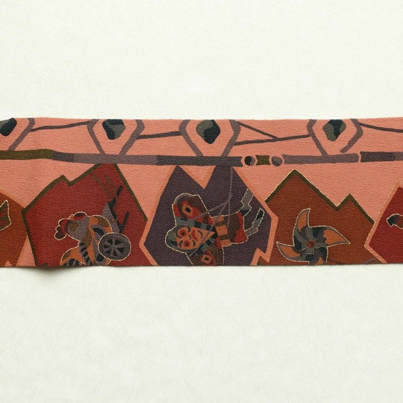 名古屋帯 全通柄 美品 縮緬 正絹 古典柄 名古屋仕立て ピンク_画像19