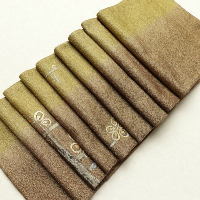 袋帯 太鼓柄 良品 フォーマル用 正絹 花柄 黄・黄土色_画像25