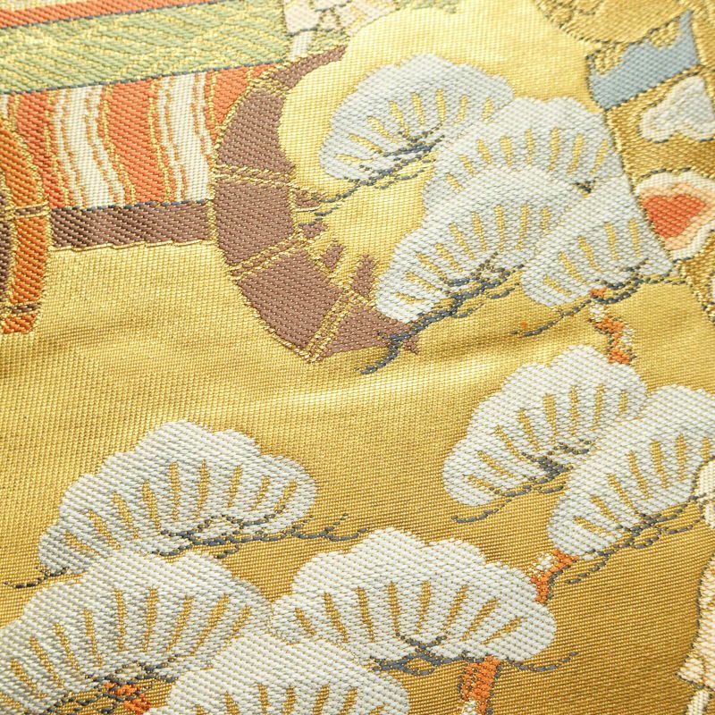 袋帯 本金箔 京洛〓園祭還幸絵巻 全通柄 フォーマル用 正絹 風景柄 金・銀_画像7