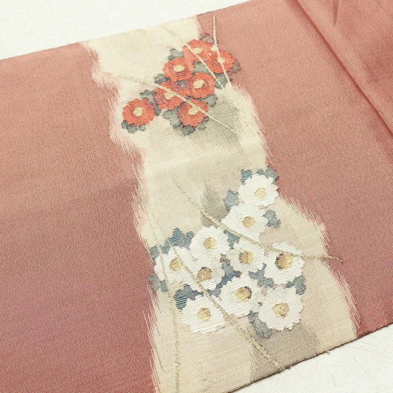 袋帯 太鼓柄 フォーマル用 正絹 花柄 小豆・エンジ_画像27