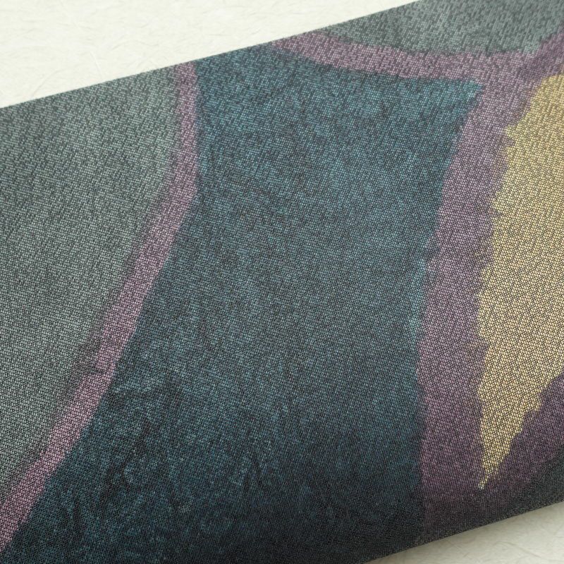 袋帯 六通柄 良品 一般用 正絹 幾何学柄・抽象柄 グレー_画像20