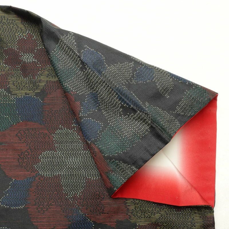 紬 良品 正絹 紬着物 花柄 袷仕立て つむぎ 黒_画像17