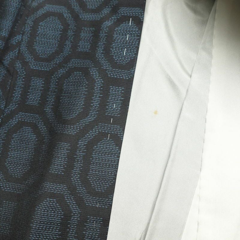 大島紬 正絹 幾何学柄・抽象柄 袷仕立て 青・紺_画像24