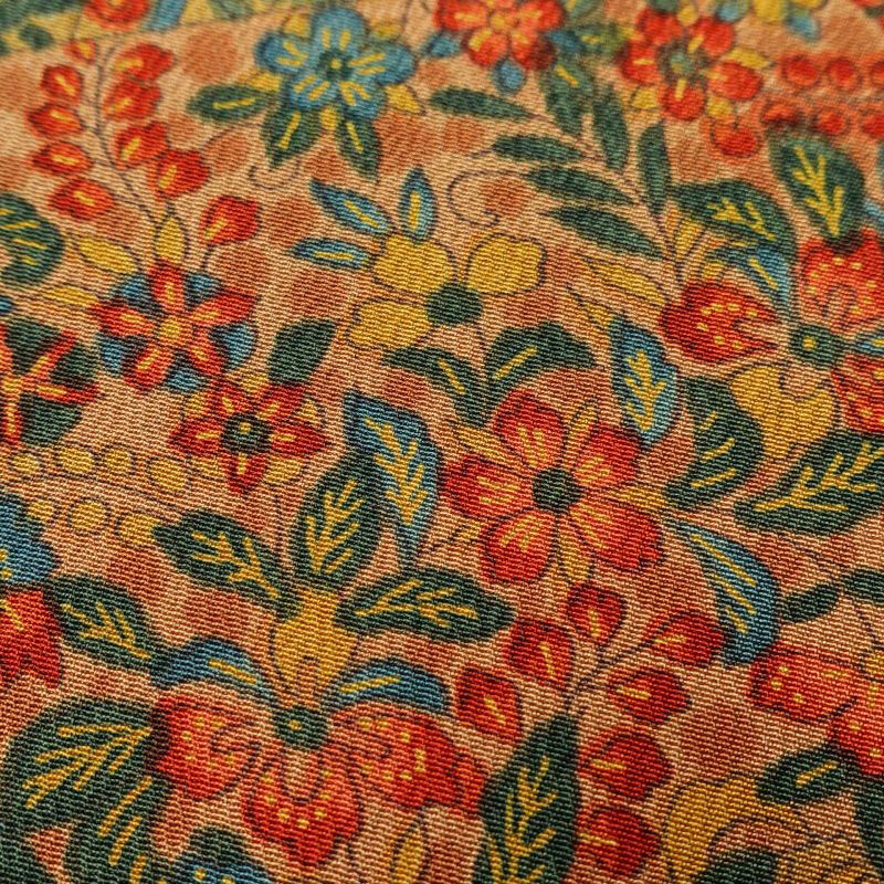 小紋 縮緬 正絹 幾何学柄・抽象柄 袷仕立て 緑・うぐいす色_画像7