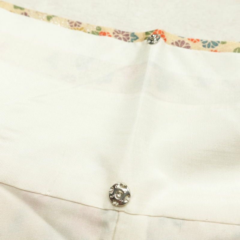 小紋 しつけ糸付き 金彩 銀彩 正絹 花柄 袷仕立て クリーム_画像25