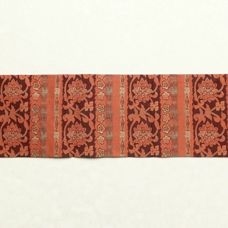 名古屋帯 全通柄 良品 正絹 幾何学柄・抽象柄 名古屋仕立て 橙_画像16