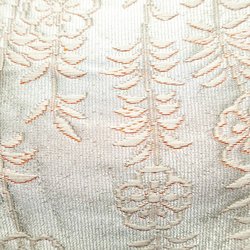 袋帯 六通柄 銀つづれ フォーマル用 正絹 扇 古典柄 橙_画像8