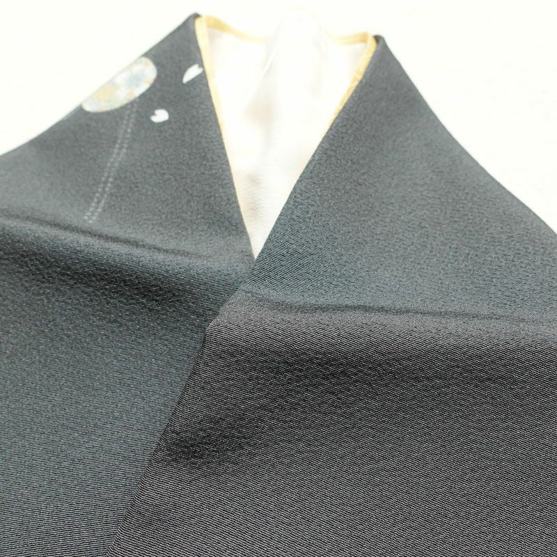 小紋 良品 縮緬 正絹 古典柄 袷仕立て グレー_画像22