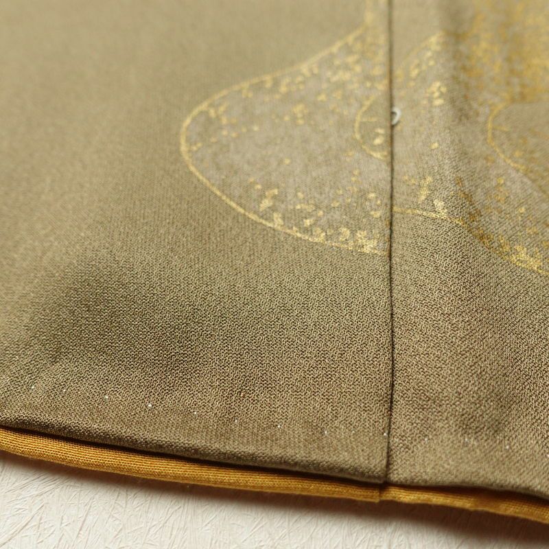 訪問着 正絹 金彩 銀駒刺繍 古典柄 刺繍 袷仕立て 茶_画像14