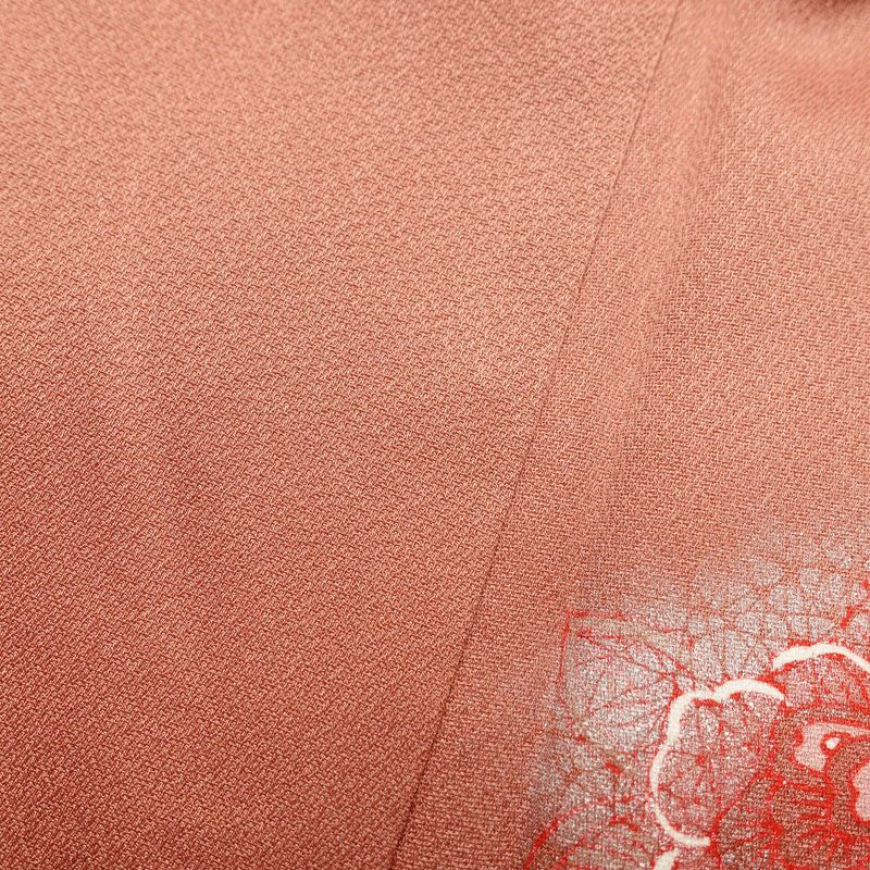 付け下げ 正絹 刺繍 付下 花柄 袷仕立て 小豆・エンジ_画像26