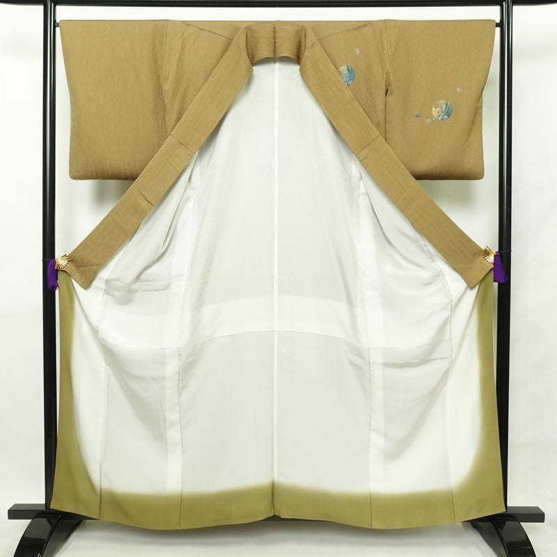 付け下げ 良品 正絹 螺鈿箔 附下 箔 古典柄 袷仕立て 黄・黄土色_画像3