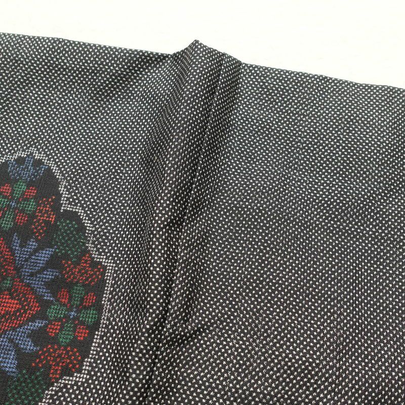 大島紬 証紙あり しつけ糸付き 正絹 幾何学柄・抽象柄 袷仕立て グレー_画像19