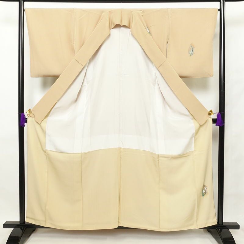 訪問着 良品 落款入り 螺鈿物語 縮緬 正絹 古典柄 箔 袷仕立て 黄・黄土色_画像3