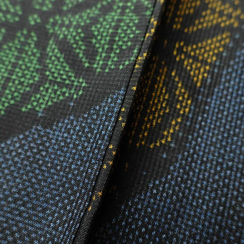 大島紬 証紙あり しつけ糸付き 正絹 幾何学柄・抽象柄 袷仕立て 青・紺_画像9