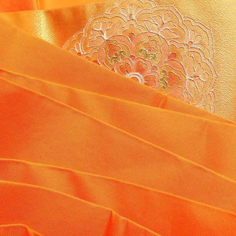 名古屋帯 太鼓柄 銀駒刺繍 正絹 幾何学柄・抽象柄 名古屋仕立て 橙_画像29