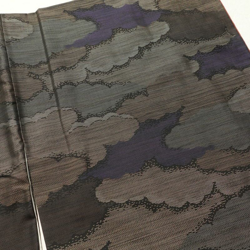 紬 正絹 雲柄 紬着物 つむぎ 袷仕立て 紫・藤色_画像15