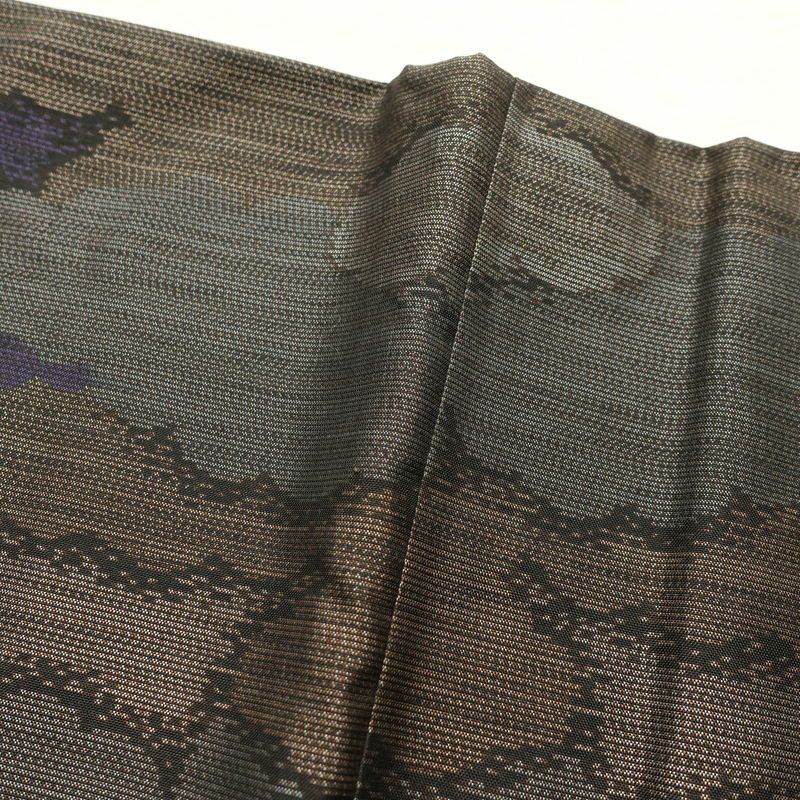 紬 正絹 雲柄 紬着物 つむぎ 袷仕立て 紫・藤色_画像20