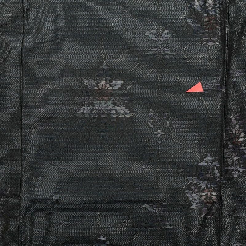 大島紬 証紙なし 本場大島 正絹 花柄 袷仕立て 青・紺_画像14