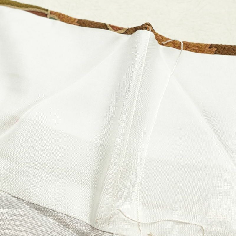 小紋 良品 しつけ糸付き 縮緬 正絹 幾何学柄・抽象柄 袷仕立て 茶_画像25