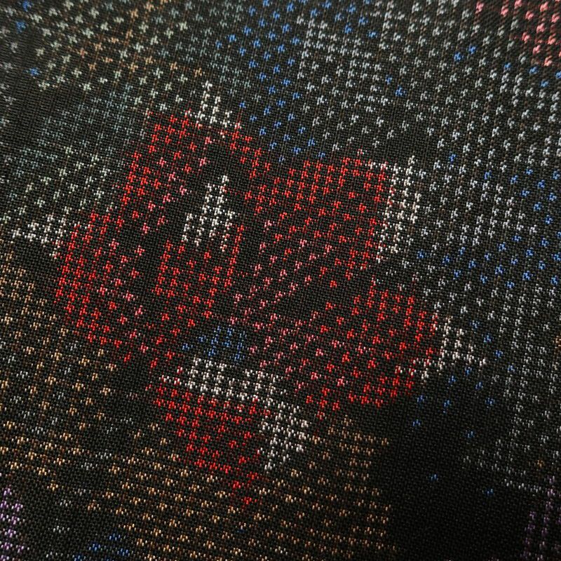 紬 良品 正絹 紬着物 花柄 つむぎ 袷仕立て 青・紺_画像7