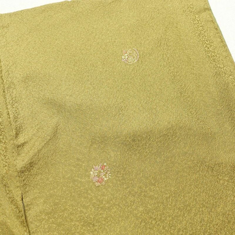 小紋 良品 正絹 金彩 飛び柄 小紋着物 袷仕立て 黄・黄土色_画像14