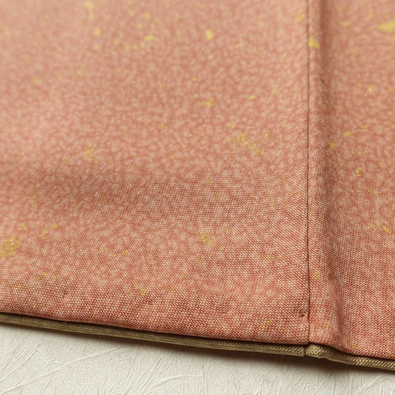 付け下げ 良品 天目染 共八掛 正絹 刺繍 金彩 花柄 袷仕立て 緑・うぐいす色_画像13