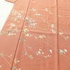 訪問着 落款入り 一つ紋付き 共八掛 縮緬 正絹 花柄 袷仕立て 赤・朱_画像5