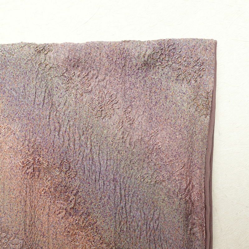 小紋 美品 徳川蒔絵 正絹 ぼかし 木の葉・植物柄 袷仕立て 紫・藤色_画像15