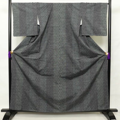 紬 美品 しつけ糸付き 正絹 紬着物 縞柄・線柄 身丈162.5cm 裄丈68cm 袷仕立て 青・紺