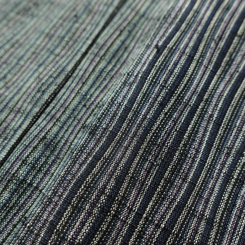 紬 美品 しつけ糸付き 正絹 紬着物 縞柄・線柄 身丈162.5cm 裄丈68cm 袷仕立て 青・紺_画像8