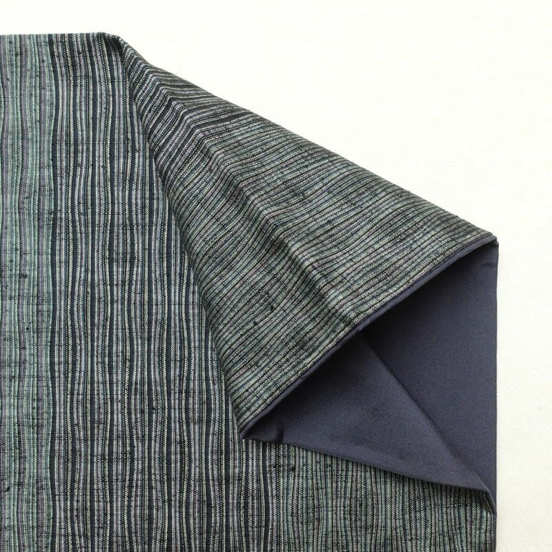 紬 美品 しつけ糸付き 正絹 紬着物 縞柄・線柄 身丈162.5cm 裄丈68cm 袷仕立て 青・紺_画像16