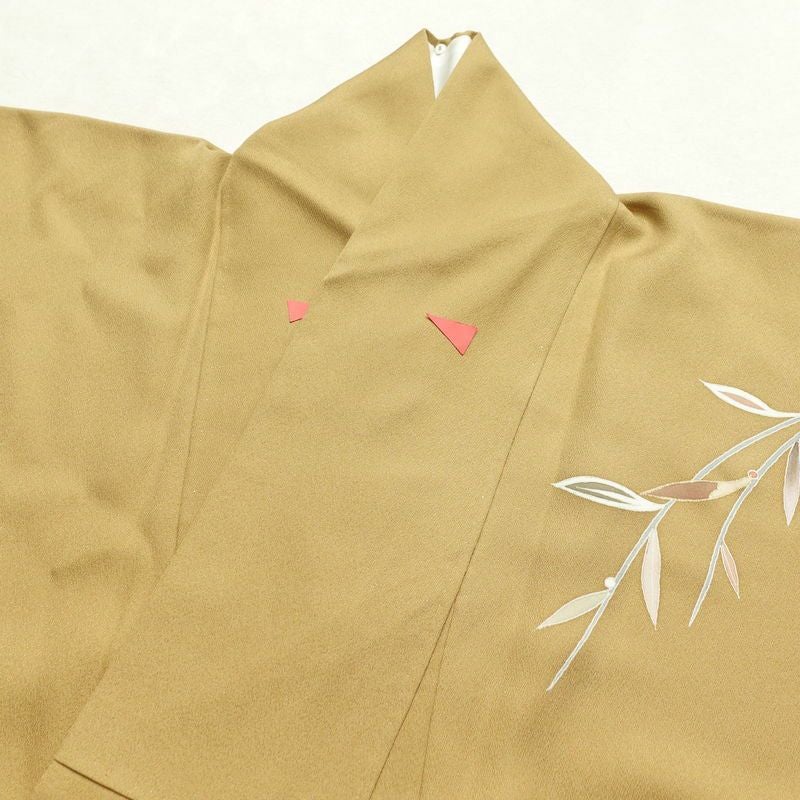 付け下げ 一つ紋付き 金彩 正絹 附下 身丈157cm 裄丈63cm 古典柄 袷仕立て 茶_画像27