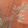 付け下げ 良品 正絹 着物 附下 刺繍 身丈157.5cm 裄丈63cm 竹 木の葉・植物柄 鹿の子 袷仕立て 橙_画像6