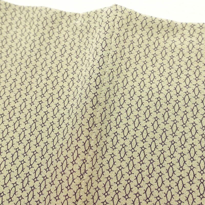 小紋 良品 正絹 幾何学柄・抽象柄 袷仕立て 身丈161cm 裄丈66cm 黄・黄土色_画像18