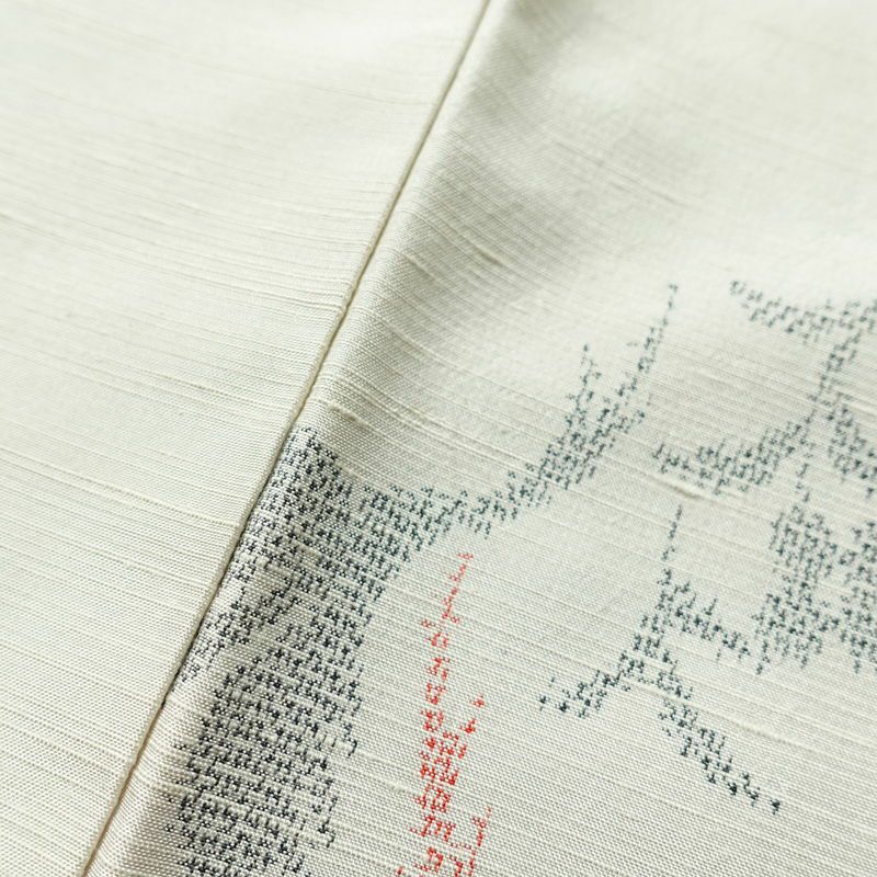 紬 良品 しつけ糸付き 小紋柄 正絹 人物・動物柄 身丈161cm 裄丈66cm 袷仕立て グレー_画像8