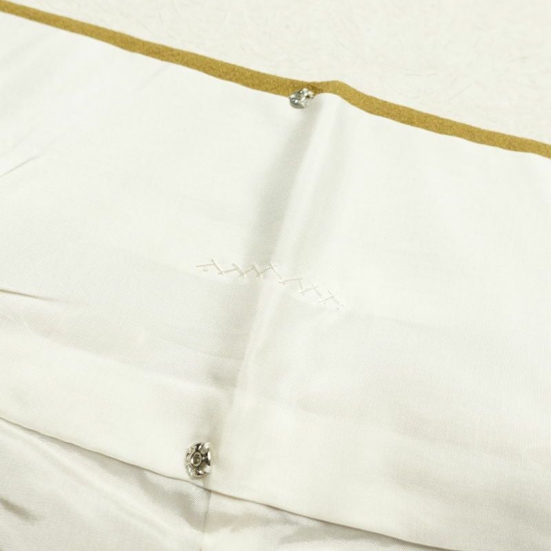 色無地 良品 一つ紋付き 縮緬 正絹 共八掛 身丈165cm 裄丈67cm 無地 袷仕立て 黄・黄土色_画像24