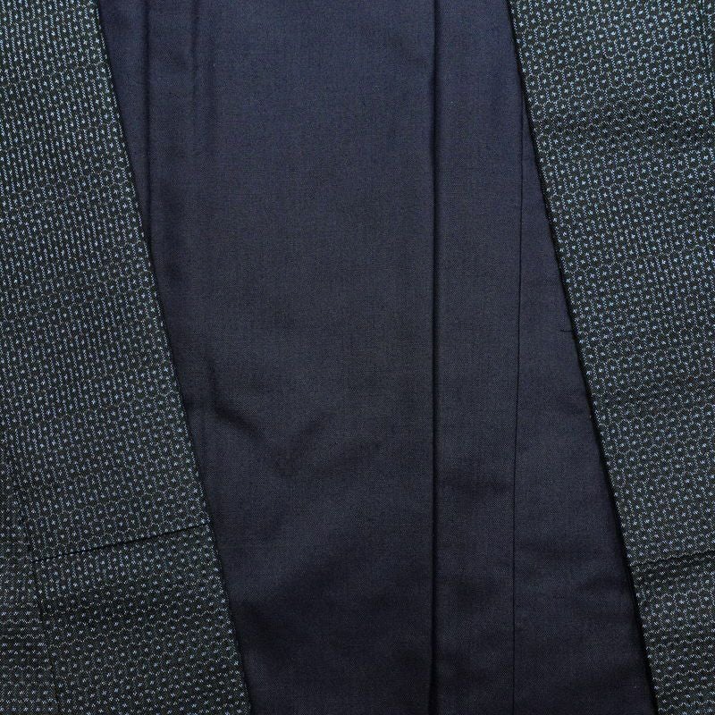男性用 着物 紬 良品 正絹 亀甲柄 袷仕立て 身丈152cm 裄丈72cm 青・紺_画像25