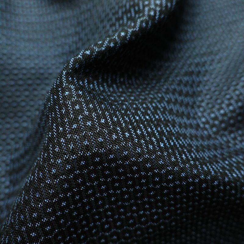 男性用 着物 紬 良品 正絹 亀甲柄 袷仕立て 身丈152cm 裄丈72cm 青・紺_画像30