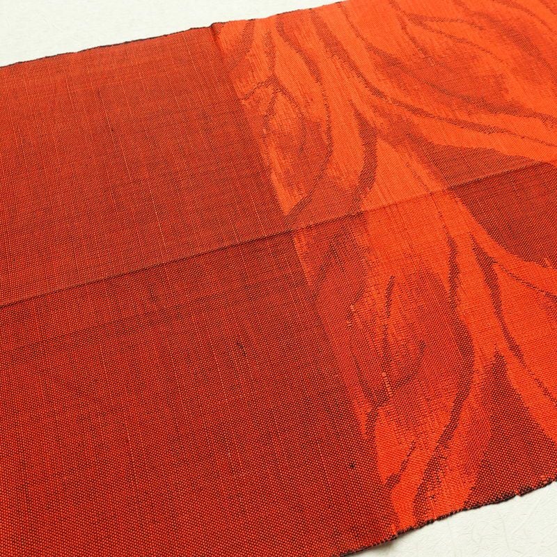 名古屋帯 六通柄 正絹 紬地 幾何学柄・抽象柄 通し仕立て 赤・朱_画像22