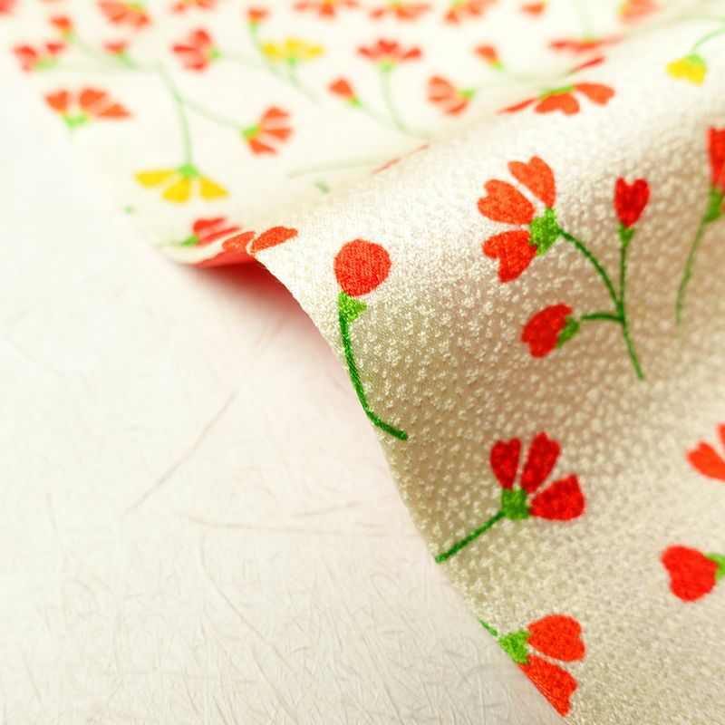 小紋 総柄 正絹 着物 花柄 こもん 袷仕立て 身丈160cm 裄丈65cm クリーム_画像12