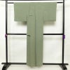 小紋 良品 墨流し 縮緬 正絹 流水・波柄 身丈155.5cm 裄丈63cm 袷仕立て 緑・うぐいす色_画像2