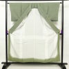 小紋 良品 墨流し 縮緬 正絹 流水・波柄 身丈155.5cm 裄丈63cm 袷仕立て 緑・うぐいす色_画像3