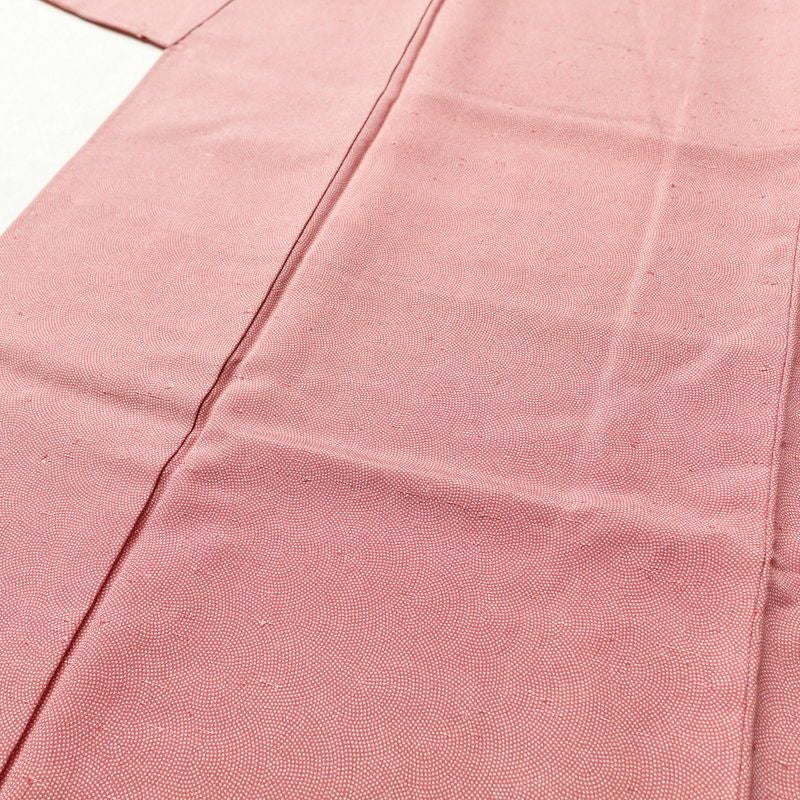 小紋 良品 鮫小紋 紬生地 正絹 古典柄 身丈161cm 裄丈65cm 袷仕立て ピンク_画像5