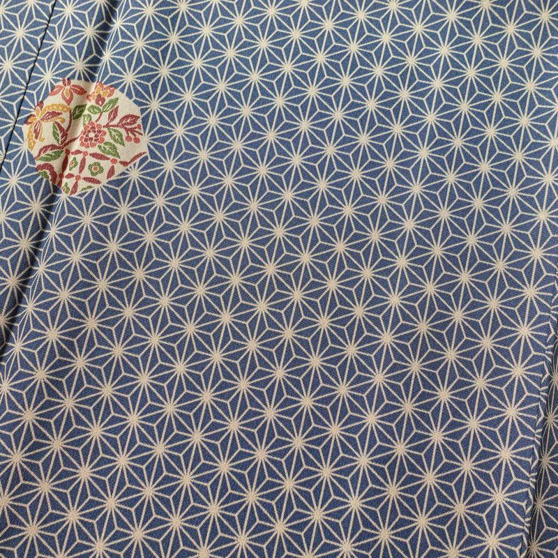 小紋 美品 しつけ糸付き 縮緬 着物 正絹 身丈157.5cm 裄丈64cm 古典柄 袷仕立て 青・紺_画像6