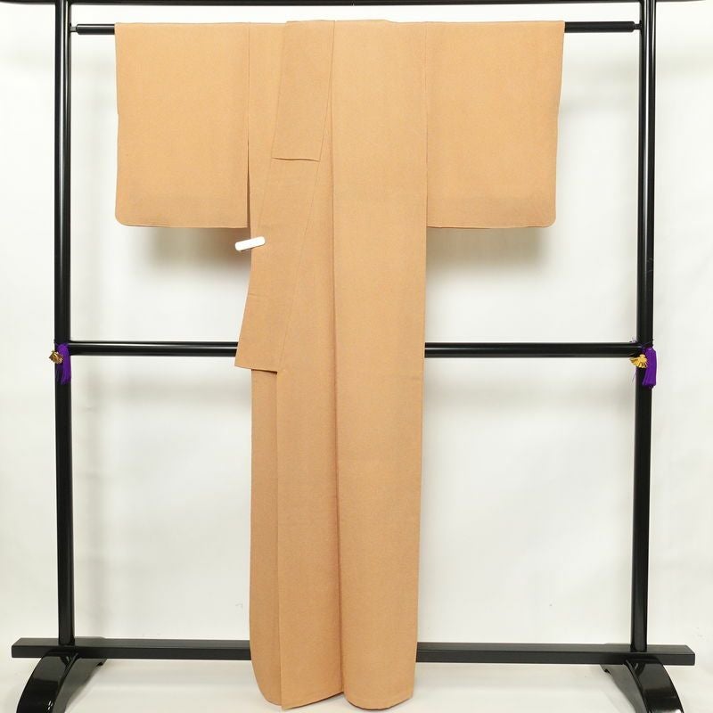 小紋 鮫小紋 縮緬 正絹 古典柄 袷仕立て 身丈162.5cm 裄丈64cm 黄・黄土色_画像2