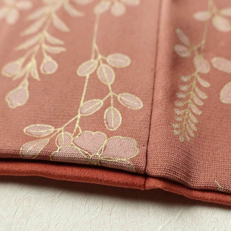 訪問着 良品 正絹 刺繍 木の葉・植物柄 身丈161cm 裄丈66cm 縞柄 袷仕立て 小豆・エンジ_画像14